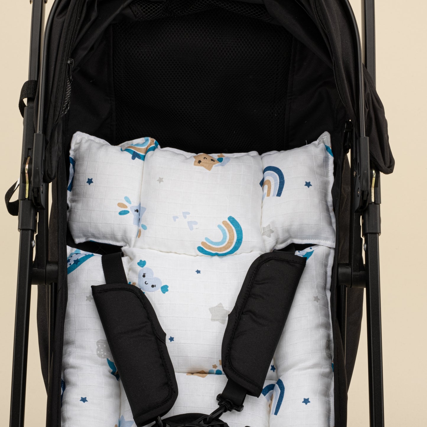 Bebek Arabası Minderi - Mavi Gökkuşağı